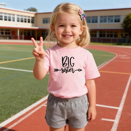 Image of Big Sister Shirt for Girls Toddler Kids Pregnancy Announcement Promoted to Big Sis T-Shirt Summer Short Sleeve Top