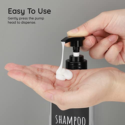 Image of Segbeauty Shampoo Bottles, 3pcs 16.9oz Empty Refillable Pump Dispenser with Labels, 500ml Plastic Reusable Press Lotion Containers for Bathroom Hotel Liquid Soap Body Wash Hand Soap Conditioner Clear