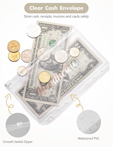 Image of A6 Budget Binder for Money Saving, PU Leather Budget Planner with 8 Cash Envelopes, Budget Sheets & Rose Gold Category Stickers, Money Organizer for Cash (Vintage Floral White)