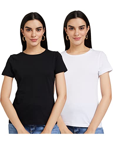 honeysuckle by Cotton Colors Women’s Classic T-Shirt (Pack of 2) (TWTRNCP2H_Multicolor_XX-Large_White/Black