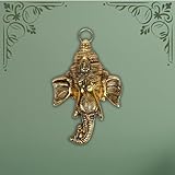 Charmy Crafts Metal Golden Lord Ganesha Wall Hanging Sculpture 17 inches Ganesh Head Face - Ganpati Idol for Home Entrance Wall Room décor - Best Housewarming Spiritual Good Luck Vastu Gifts
