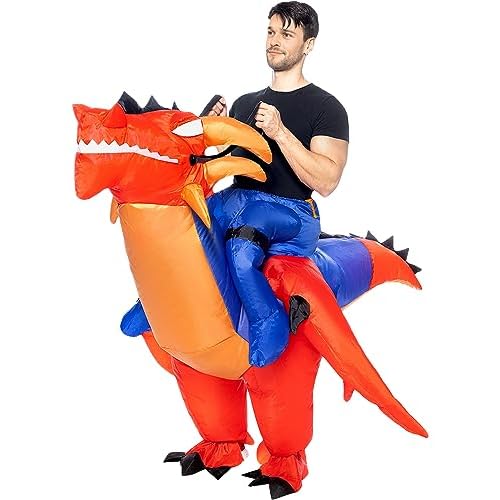 Funidelia | Disfraz a hombros de dragón hinchable para hombre y mujer Animales - Disfraz para adultos y divertidos accesorios para Fiestas, Carnaval y Halloween - Talla única - Rojo