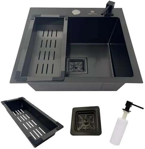 Cuba Gourmet Quadrada Aço Inox 304 Preta 44x44 Acessórios