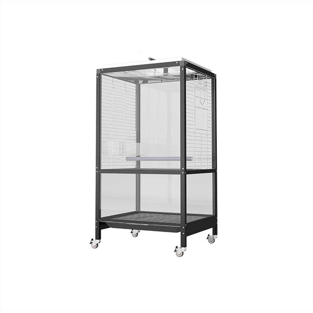 Voliere Vogelkäfig aus Metall, großer Doppelkäfig, geeignet for Papageien, Kanarienvögel, Turteltauben und Finken. Schwarze Farbe