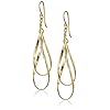 Amazon Collection Gold Plated Sterling Silver Double Elongated Oval Twist French Wire Drop Earrings