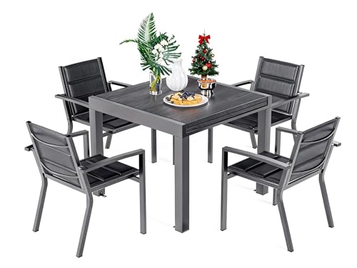 Devoko Gartenmöbel Set 4 Personen,4+1 Aluminium Tisch und Stühle Set...