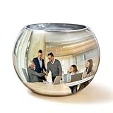 Cubicle Mirror 6' Convex Mirror Vase Cubicle Decor Desk Security Mirror to See Behind You, Stylish Glass Rearview Mirror Monitor and Versatile Utensil Crock, Organizer, Planter, Storage Cup, Silver