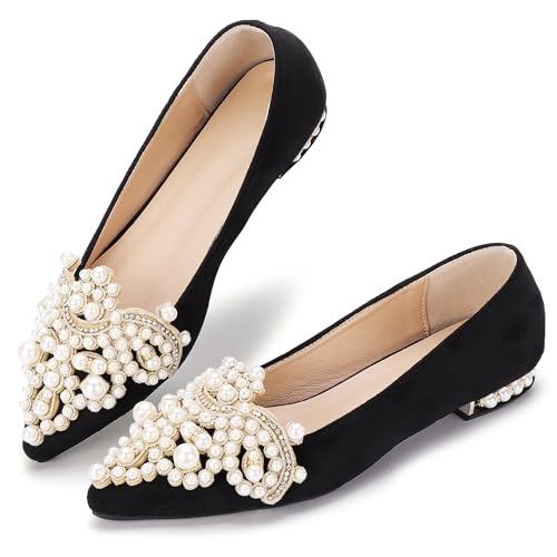 Flats for Women Bling Rhinestone Pointed Flat Shoes Comfort Slip on Low Heel Wedding Dress Shoes Ballet Flat Shoe3