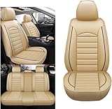 🎁【HOCHWERTIGES MATERIAL】Der Autositzbezug besteht aus Leder, das sich angenehm anfühlt, schmutzabweisend, verschleißfest, leicht zu reinigen ist, nicht abfällt, eine gute Atmungsaktivität und Flexibilität aufweist und langlebig ist, was ihn zu einem langlebigen Produkt macht Perfekte Passform für den Sitzbezug für alle Jahreszeiten.