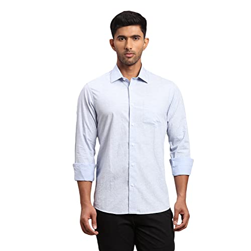 Image of Colorplus Men's Pure Cotton Print Pattern Contemporary Fit Spread Collar Full Sleeve Casual Shirt