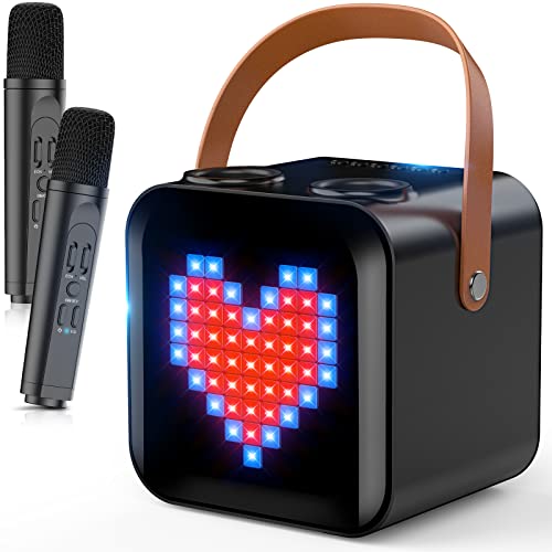 Karaoke Machine For Adults Kids With 2 Uhf Wireless Microphones, Hokseack Portable Pa Speaker System Bluetooth 5.0, 18 Led Patterns With Bass, Tv/Aux/Usb/Sd, Rechargeable, Best Gift For Girls/Boys #TOP12