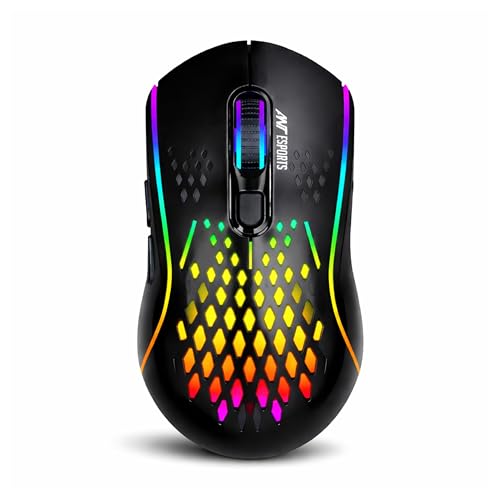 Image of Ant Esports GM700 Wireless Gaming Mouse |4800 DPI Adjustable Sensor |11 RGB LED Modes | Lightweight Honeycomb Design |2.4GHz Low Latency |Rechargeable Battery | Ergonomic Mouse for PC & Laptop | Black