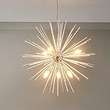 MAYNA Sputnik Chandeliers 6-Light Starburst Chandelier Polished Chrome Firework Chandelier Mid Centu
