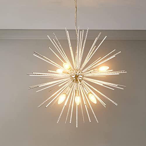 Mayna Sputnik Chandeliers 6-Light Starburst Chandelier Polished Chrome Firework Chandelier Mid Century Satellite Pendant Light For Living Room Dining Room Bedroom Kitchen,Dia 25",E12 Sockets #TOP10