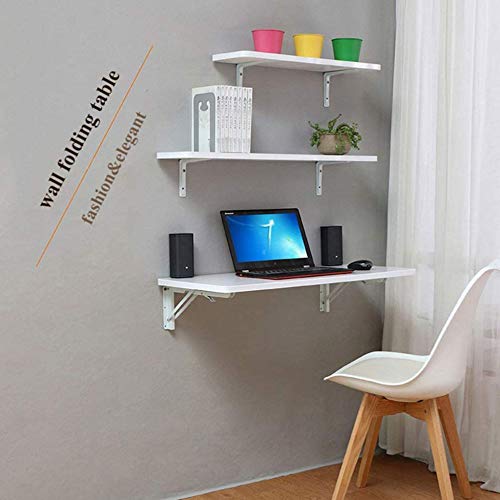 Bureau d'ordinateur mural blanc, table pliante gain de place 60x50 - 3