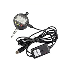 Digital Dial Indicator with USB Cable and Software, Range 0-12.7mm, Resolution 0.01mm/0.0005inch, ABS, PRESET