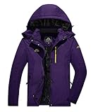 KEFITEVD Snowboardjacke Damen Wasserdicht Warm Gefüttert Funktionsjacke Ski Jacke Frauen Freizeitjacke Thermo Winterjacke Dunkelviolett XXL