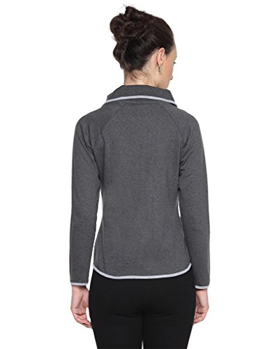 Image of PINACOLADA Charcoal Womens Flowy Piped Jacket with High Rise Collar