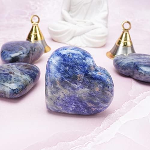 Miniatura 6 de Crocon Juego de piedras de soplo con forma de corazón de sodalita de 1.969 in, 450 quilates, bolsillo de cristal curativo, colección de piedras de