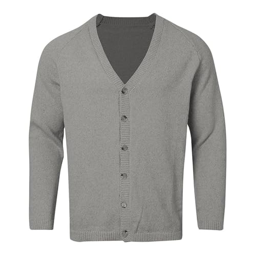 Pull en tricot pour homme col en V idéal pour vos sorties d'automne en gris 3XL
