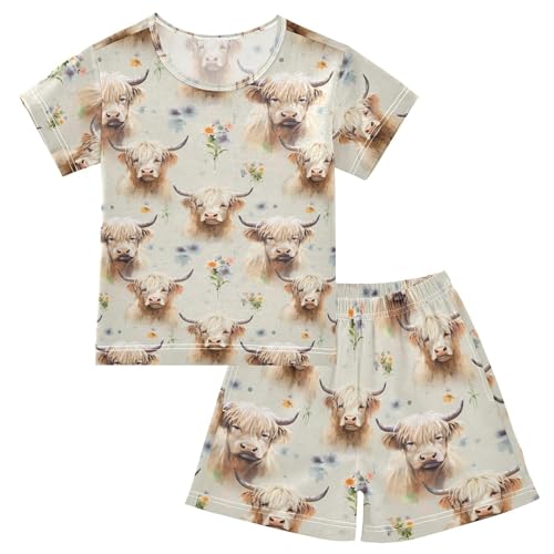 Highland Cow Animal Pajama Set Pajamas Sleepwear Nightwear Loungewear Clothes Set B04030173