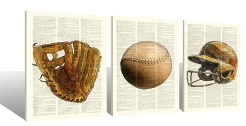 SiuSue Baseball decor wall arts canvas painting set