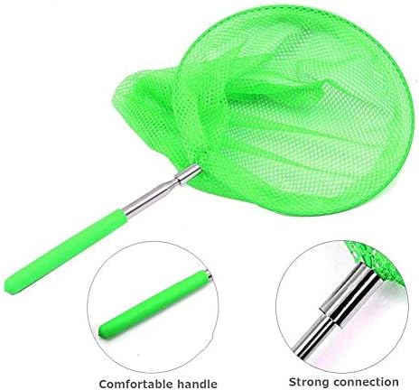 EGOSKY 3 Pack 3 Colors Butterfly Nets, Telescopic Butterfly Net Extendable from 17CM to 65CM for Kids Catching Bugs Insect Outdoor Garden Activities