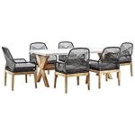 Gartentisch-Set Olbia mit 6 Geflecht-Stühlen