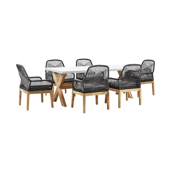 Gartentisch-Set Olbia mit 6 Geflecht-Stühlen