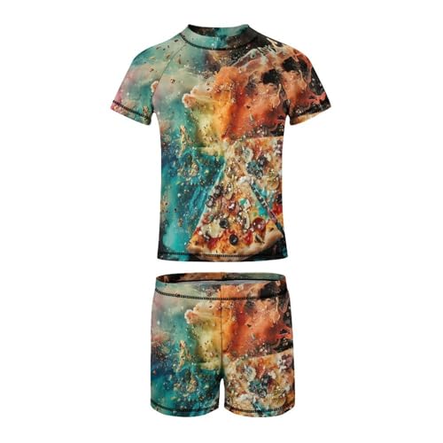 Pizza GalaxyChildren's Casual Swimsuit Set - Simple and Versatile6-7Y（110cm）2