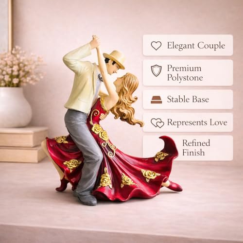 Image of ARMONIA Romantic Dancing Couple Figurine | Premium Polystone Love Sculpture for Home Decor | Valentine's Day Gift for Wife, Girlfriend, Husband | Anniversary, Wedding & Couple Showpiece