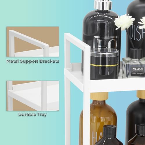 Douzi 2-stöckiges Badezimmer-Organizer-Regal, Make-up- und Toilettenartikel-Aufbewahrungsregal für Schlafzimmer, Küche und Waschbecken, Kosmetik-Organizer-Rack-Weiß