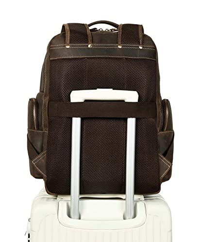 Taertii Vintage Full Grain Genuine Leather Backpack For Men - Fits 16" Laptop, Travel, Hiking, Business, Work, Rucksack Daypack 32L - Brown #TOP4