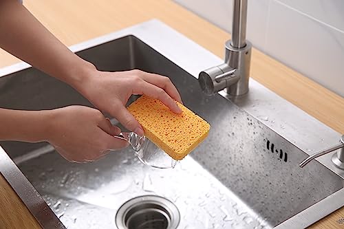 Image of 5-Packs Cleaning Scrub Sponge Compressed Wood Cellulose Sponge dishwashing Brush Kitchen Cleaning Sponge for pots and Pans Household Cleaning Tool scouring sponges