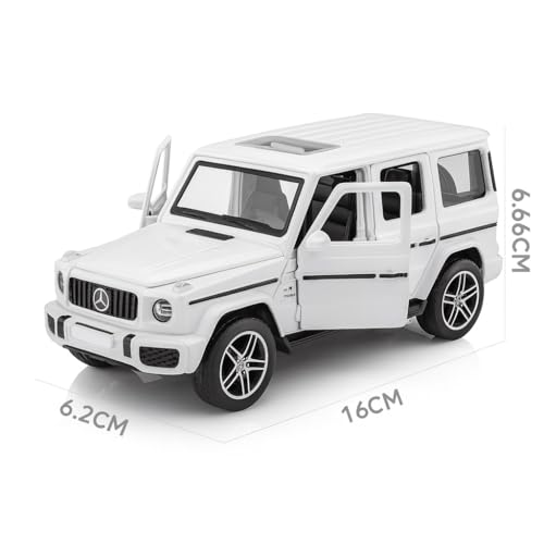 Image of Diecast Mercedes AMG G63 G-Wagon Toy Car - 1:32 Scale Alloy Car with Light & Sound, Pull-Back Off-Road Jeep Toy for Kids & Collectors, Gift for Boys & Enthusiasts (White)