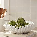 FESTGLOX White Decorative Bowl, Modern Handicraft Ruffle Key Bowls for Living Entryway Table, Large...