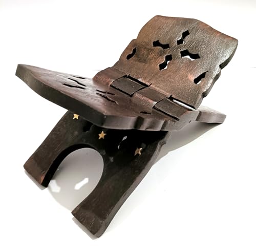 Support de livre en bois rustique marron foncé pour lecture confortable - 5