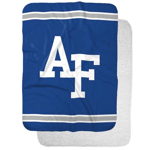 U.S. Air Force Academy Fighting Falcons Primary Logo Stripes Sherpa Blanket, Warm Soft Cozy 30"X40"
