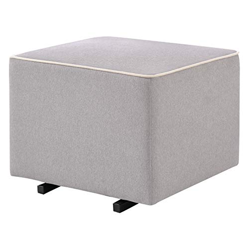 Image of DaVinci Universal Gliding Ottoman in Grey with Cream Piping, Greenguard Gold & CertiPUR-US Cerified