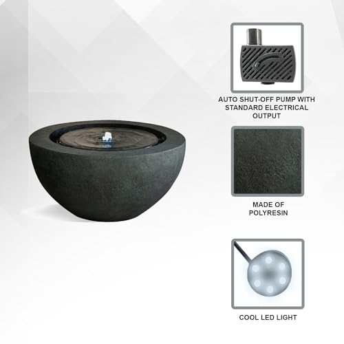 Xbrand AMS3542-2 19.8 Inch W Round Polyresin Indoor/Outdoor Sphere Water Fountain W/Led Light thumb #7