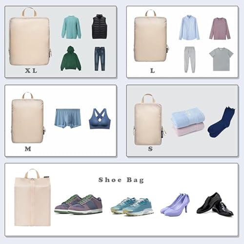 Image of BAGAIL 6 Set Ultralight Compression Packing Cubes Packing Organizer for Travel Accessories Luggage Suitcase Backpack