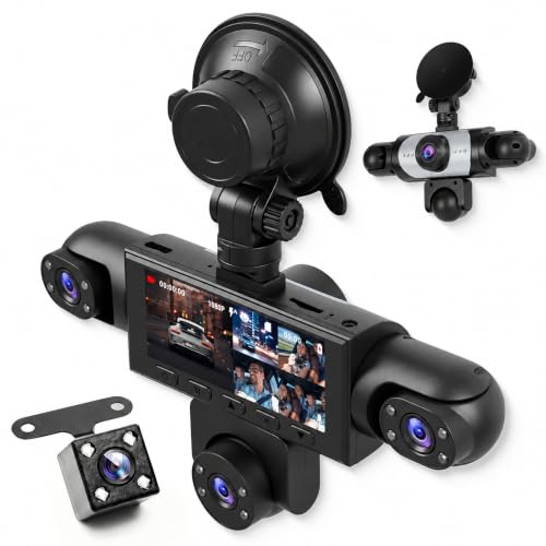 Rimoody 5 Canaux Dashcam Voiture 360°, 1080P Avant Arrière Gauche Droite