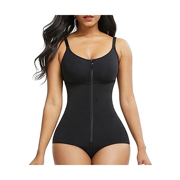 FeelinGirl-Women-Shapewear-Bodysuit-Tummy-Control-Fajas-Body-Shaper-for-Women-with-Zipper FeelinGirl Fajas Colombians Shapewear for Women Tummy Control Post Surgery Compression Garment Black XL