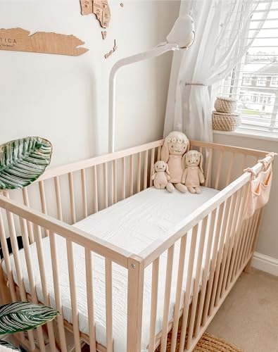 Image of Pack and Play Sheets for Baby Boy and Girl 2 Pack, Neutral Muslin Cotton Pack N Play Mattresses Sheet 27 inchx39 inch, Muslin Nursery Bedding Soft and Breathable Comfort (White & White)