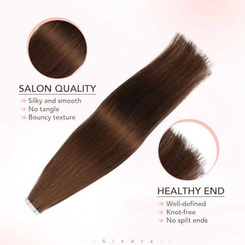Image of Sindra Invisible Tape in Hair Extensions Human Hair Auburn Ginger | 18 Inch 50g 20pcs, Seamless Injected Tape Ins, Add Volume, Remy Human Hair Extensions, Lightweight Wear