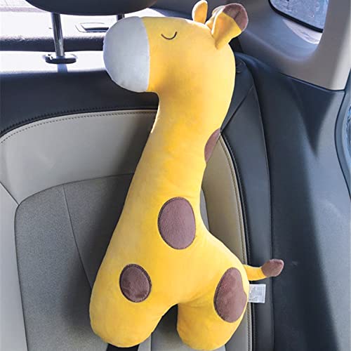 Image of Seat Belt Pillow for Kids, Car Seatbelt Cover Children Rest Sleep Head Support Shoulder Pad Neck Pillow Plush Cartoon Giraffe Cushion