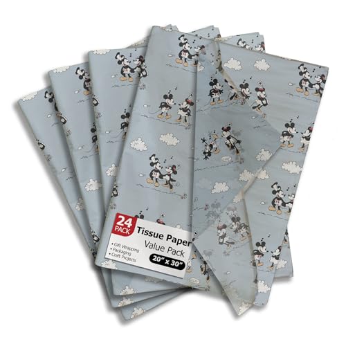 Pro Supply Global Vintage Cartoon Mouse Printed Tissue Paper for Gift Bags or Boxes and Wrapping - Baby Shower Bulk Decorative Art Tissue Paper for Packaging and Gifting | 24 Sheets 20" x 30"