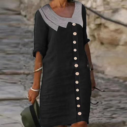 Vestido maxi de linho de algodão para mulheres, vestidos casuais de verão com peito único, plus size