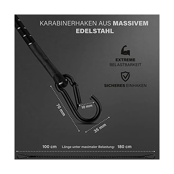 CLIFFORD Spanngummi mit Karabiner - 30 cm bis 140 cm I Robuste Spanngurte mit Haken I Spanngummi mit Haken fÃ¼r Kofferraum, Fahrrad, Sonnensegel I Expander mit Karabiner I Gummispanner Spannseil – Bild 4