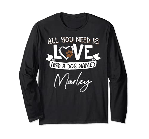 Cute Dog Named Marley Design for Women and Men Long Sleeve T-Shirt, Black